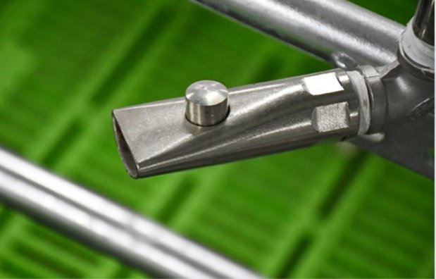Installed drinking point detail in a fattening pig house