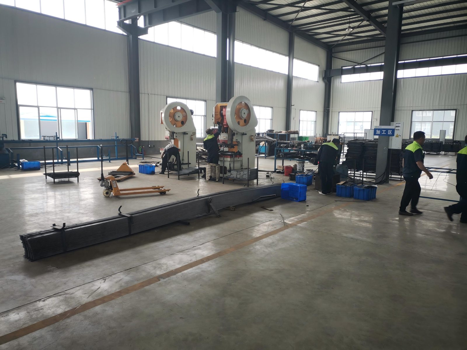 Workshop production area for pig farm equipment